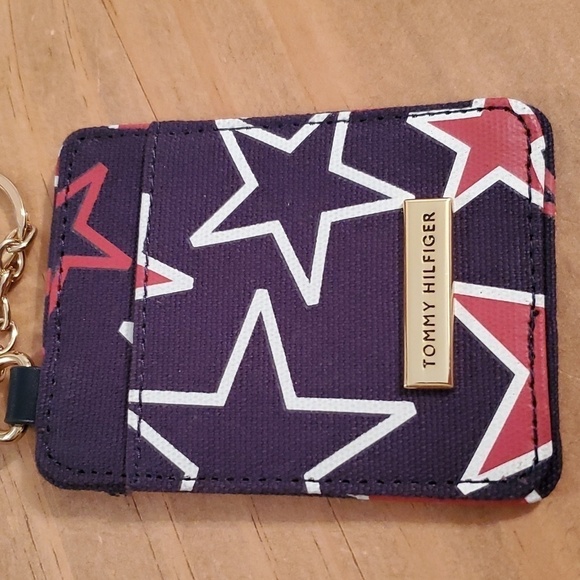 Tommy Hilfiger Wristlet Clutch & Passpot ID Card Holder Navy Red White Stars - Picture 9 of 13